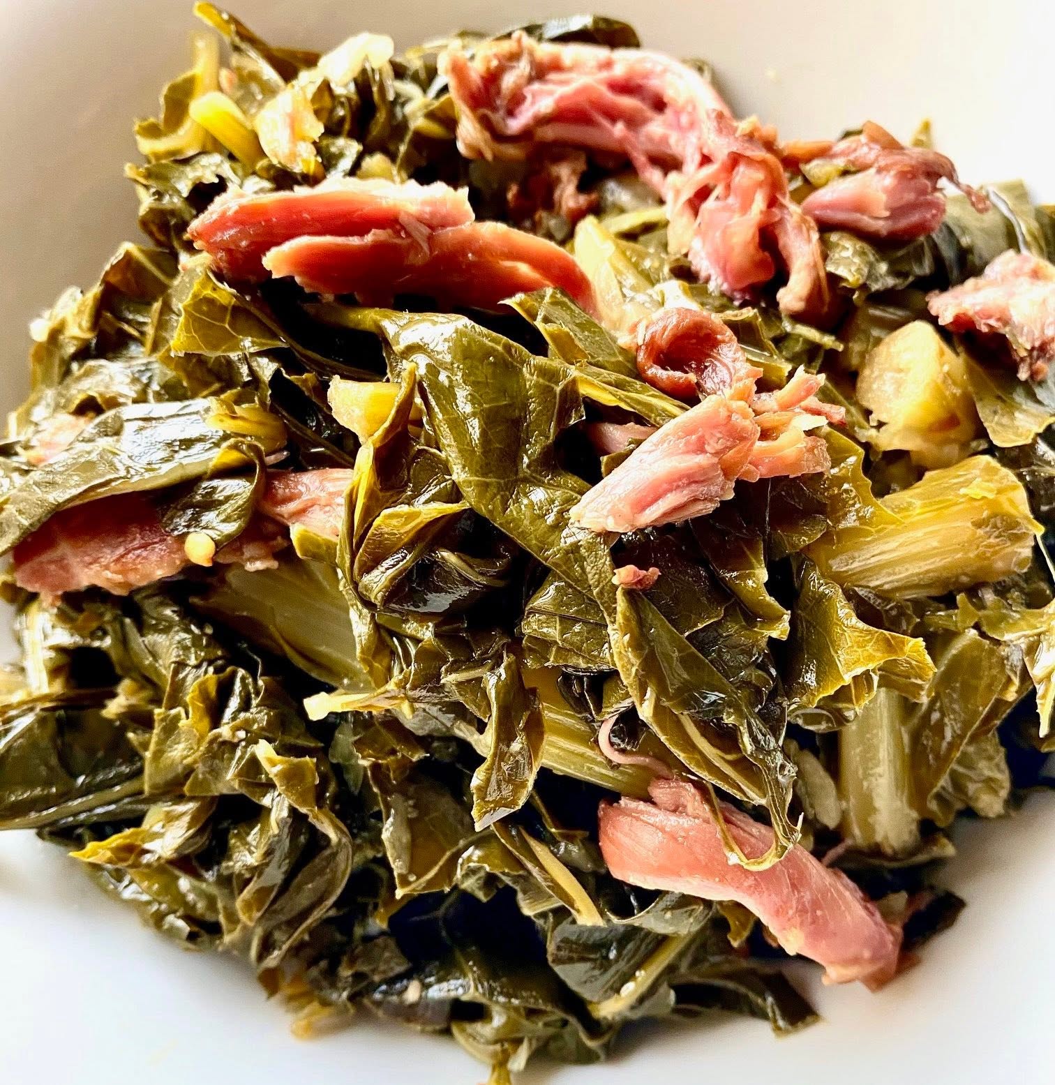 Southern-style collard greens with smoked turkey